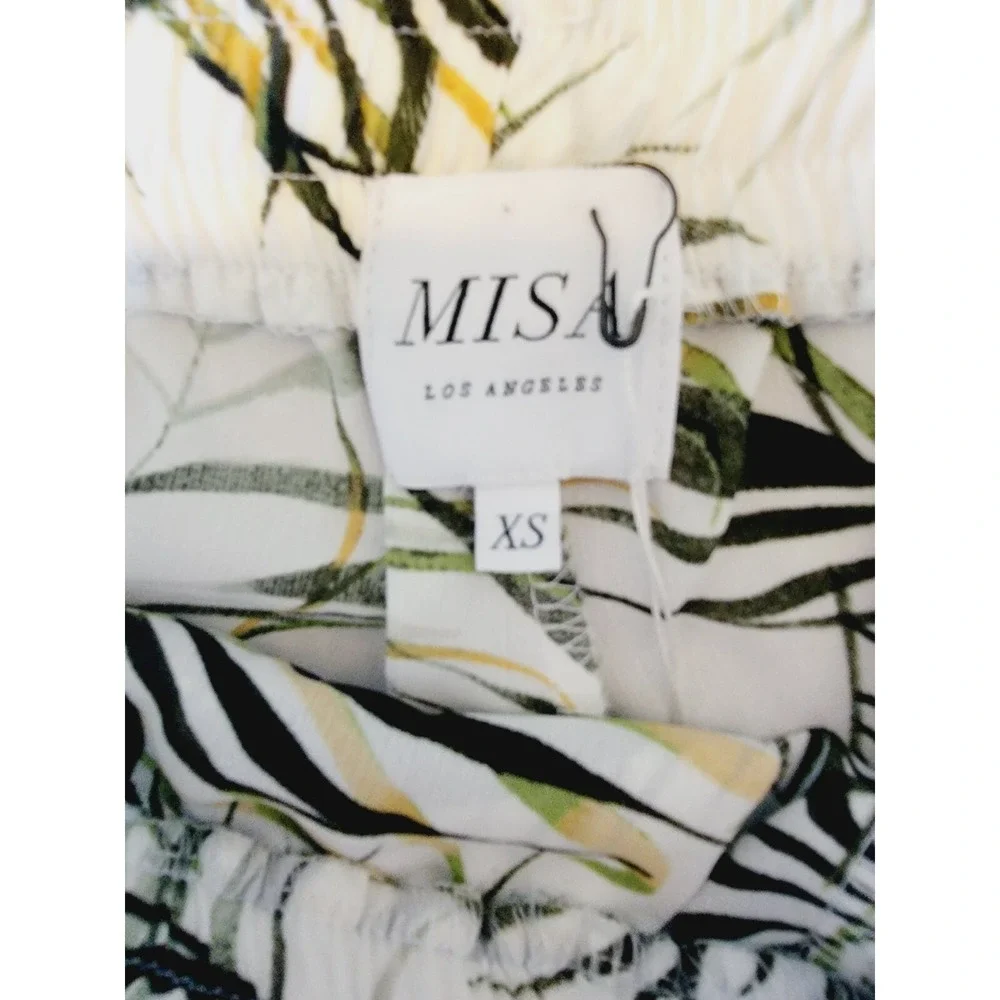 MISA Los Angeles XS White Tropical Palm Print‎ Ruffle Shorts NWT